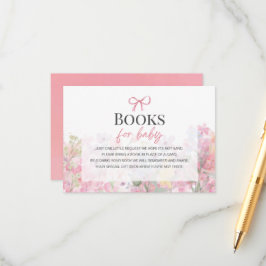 Tarjeta De Recepción Libros para bebé Chica acuarela Rosa Bow Floral