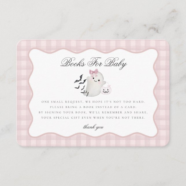 Tarjeta De Recepción Libros para bebé con fantasmas pastelitos insertab (Anverso)