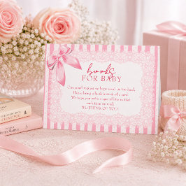 Tarjeta De Recepción Libros para bebé con lazo rosa elegante para baby