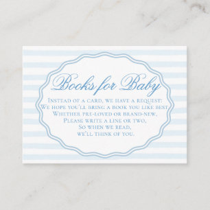 Tarjeta De Recepción Libros para bebé con rayas azules y blancas elegan