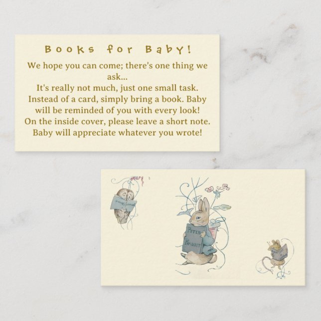 Tarjeta De Recepción Libros para bebé con tema de Peter Rabbit (Anverso / Reverso)