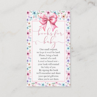 Tarjeta De Recepción Libros para bebé Coquette Bow Floral Request Card