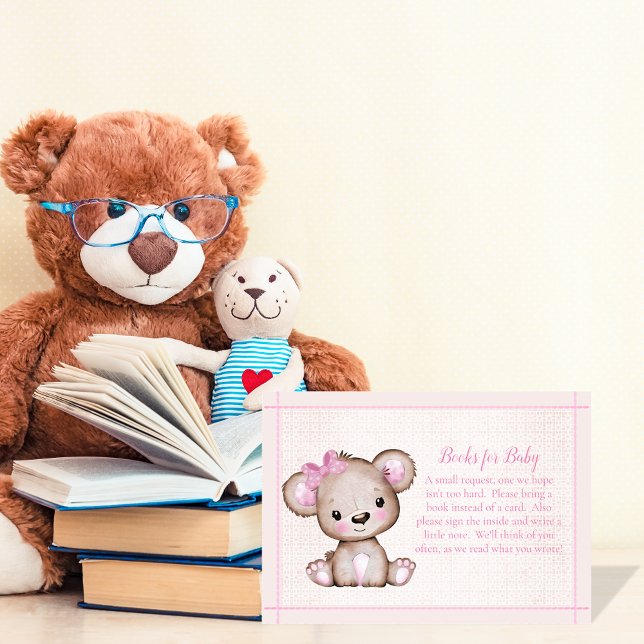 Tarjeta De Recepción Libros para bebe cute oso marrón para ducha Chica (Subido por el creador)