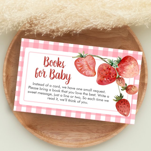 Tarjeta De Recepción Libros para bebé de Baby Shower de Fresa Dulce (Strawberry Baby Shower Books for Baby)