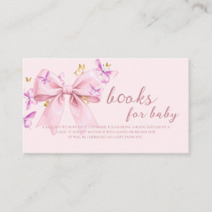 Tarjeta De Recepción Libros para bebé de Baby Shower de lazo rosa marip