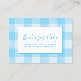 Tarjeta De Recepción Libros para bebé de cuadros gingham azul bebé