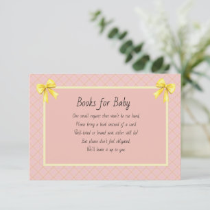 Tarjeta De Recepción Libros para bebé de cuadros rosas y amarillos