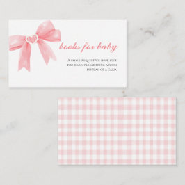 Tarjeta De Recepción Libros para bebé de shower de bebé con lazo rosa y
