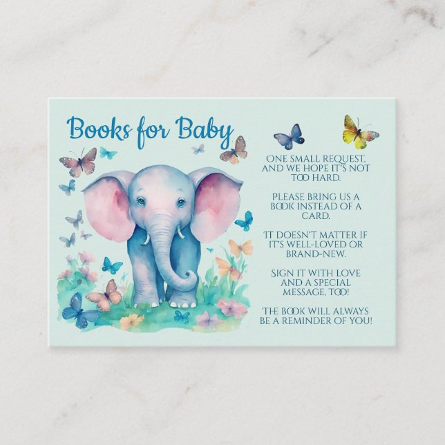 Tarjeta De Recepción Libros para bebé elefante (Anverso)