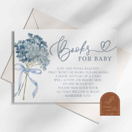 Tarjeta De Recepción Libros para bebé en baby shower de Hortensia azul