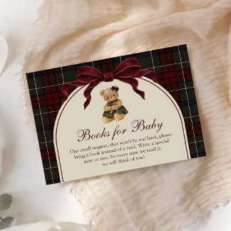 Tarjeta De Recepción Libros para bebé en Baby Shower de Navidad con Oso