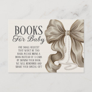 Tarjeta De Recepción Libros para bebé en Baby Shower de niña con lazo b
