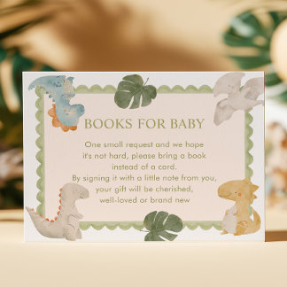 Tarjeta De Recepción Libros para bebé en baby shower de niño Dino