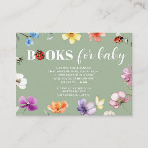 Tarjeta De Recepción Libros para bebé en Baby Shower Wildflower Lovebug