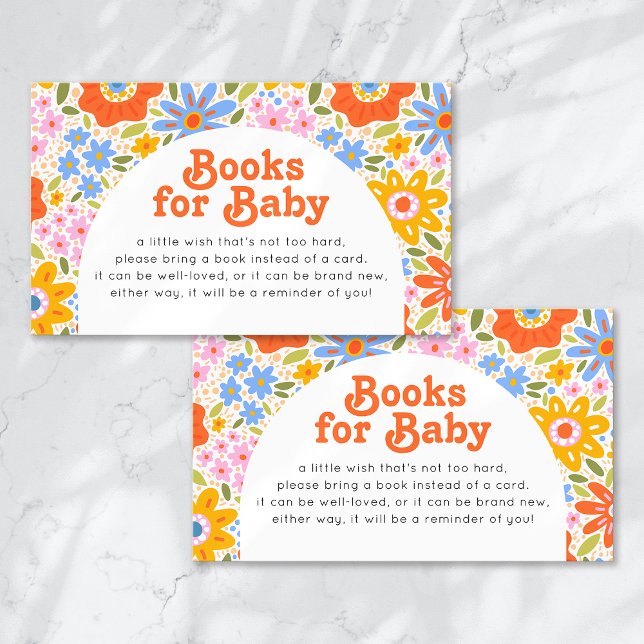 Tarjeta De Recepción Libros para bebé en el Baby Shower Bloom Groovy (Subido por el creador)