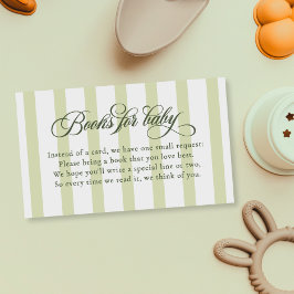Tarjeta De Recepción Libros para bebé en elegante letra script con raya