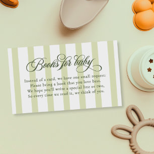 Tarjeta De Recepción Libros para bebé en elegante letra script con raya