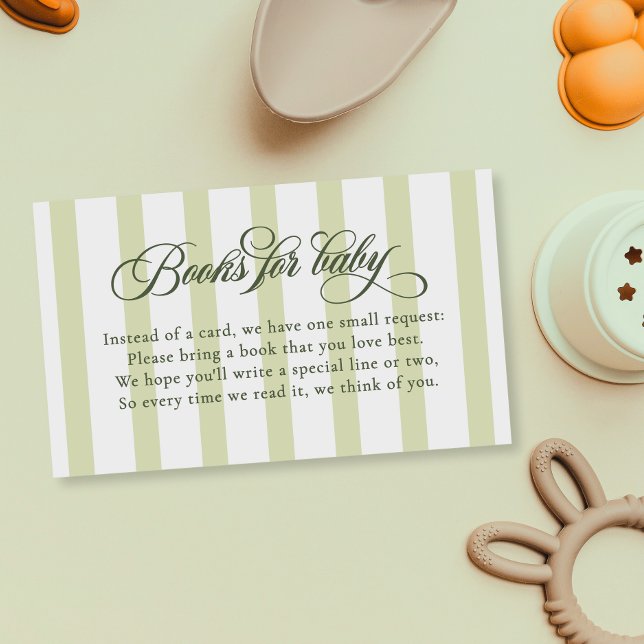 Tarjeta De Recepción Libros para bebé en elegante letra script con raya (Subido por el creador)