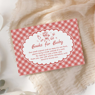 Tarjeta De Recepción Libros para bebé en la ducha de bebé de Red Gingha