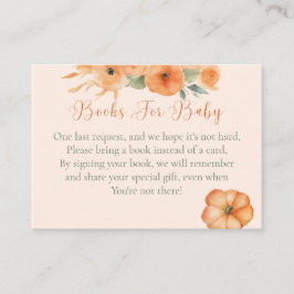 Tarjeta De Recepción Libros para bebé en la ducha de bebé floral naranj