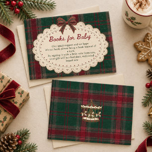 Tarjeta De Recepción Libros para bebé en la fiesta de Navidad con lazo 