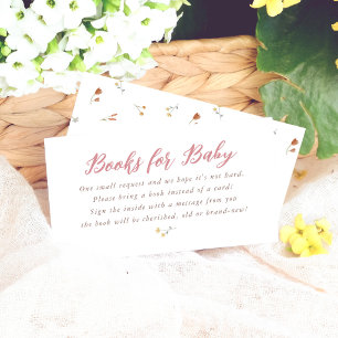 Tarjeta De Recepción Libros para bebé en shower de Wildflower Rosa