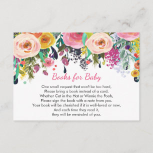 Tarjeta De Recepción Libros para bebé, floral traer un inserción de lib