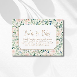 Tarjeta De Recepción Libros para bebé Grandmillenial Navy Blush Floral