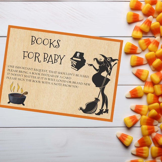 Tarjeta De Recepción Libros para bebé Halloween ducha de brujas preñada (Subido por el creador)