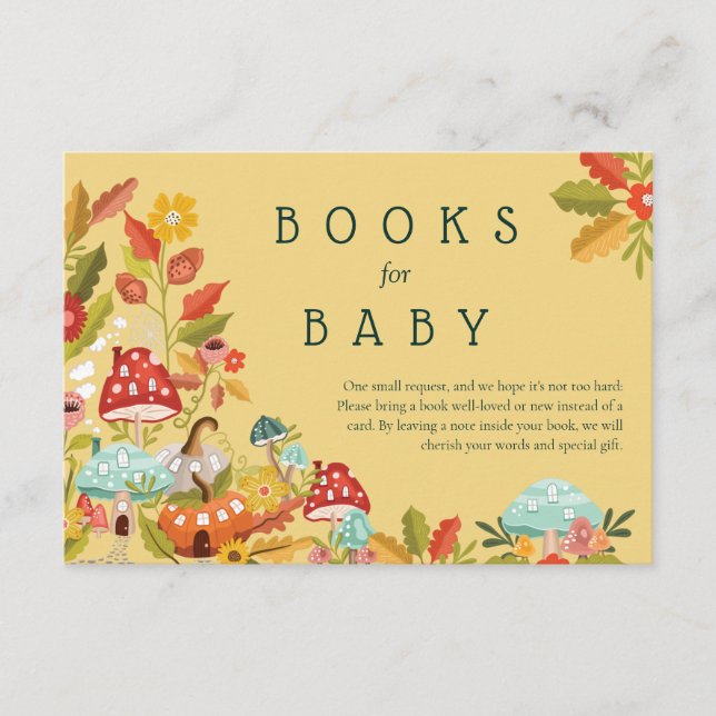 Tarjeta De Recepción Libros para bebé hongos y calabazas de otoño (Anverso)