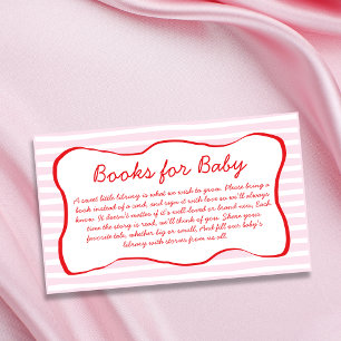 Tarjeta De Recepción Libros Para Bebé Marco Ondulado Rosa y Rojo Shower
