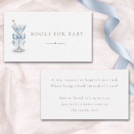 Tarjeta De Recepción Libros para bebé Martini Blue Bow Boy Baby Shower