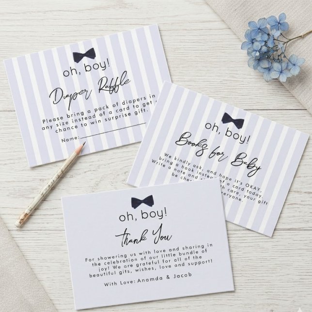 Tarjeta De Recepción Libros para bebé Modern Chic Azul Polvoriento Oh B (Subido por el creador)