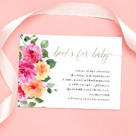 Tarjeta De Recepción Libros para bebé naranja rosa caliente piñón flora