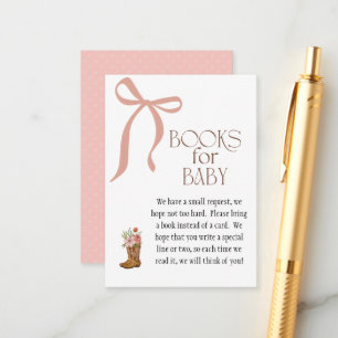 Tarjeta De Recepción Libros para bebé niña Botas y lazos