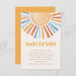 Tarjeta De Recepción Libros para bebé niño sol boho enclo amarillo azul