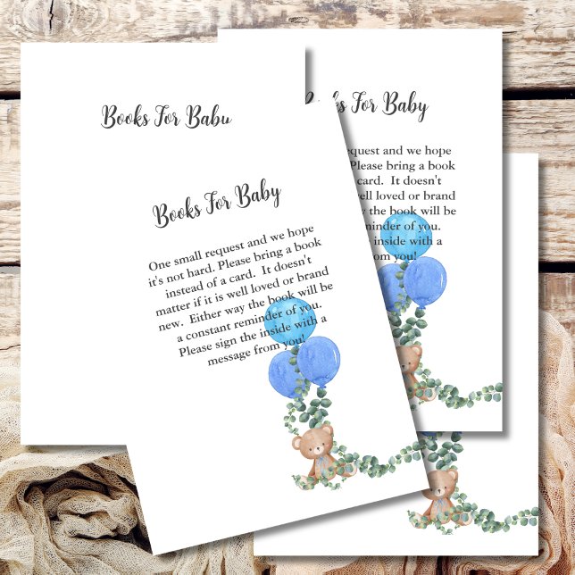 Tarjeta De Recepción Libros Para Bebé Oh Niño Balón Azul Eucalyptus (Subido por el creador)