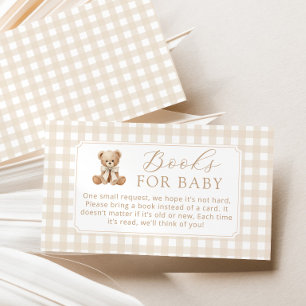Tarjeta De Recepción Libros para bebé oso de peluche a cuadros neutro