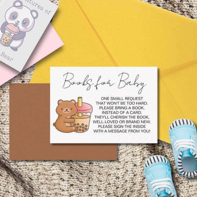 Tarjeta De Recepción Libros para bebé, osos Baby Shower, té Boba (Subido por el creador)