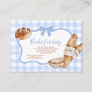 Tarjeta De Recepción Libros para bebé Plaid Gingham Azul Bun en el horn
