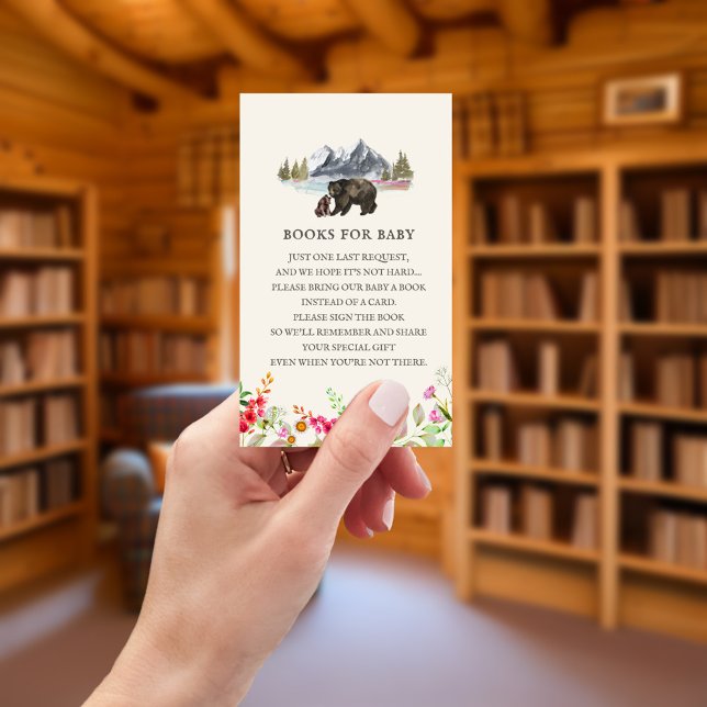 Tarjeta De Recepción Libros Para Bebé Poem Bears Floral Baby Shower (Subido por el creador)
