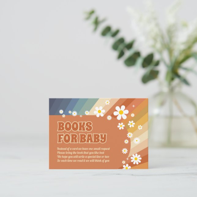 Tarjeta De Recepción Libros Para Bebé Retro Hippie Hippie Daisy (Anverso de pie)