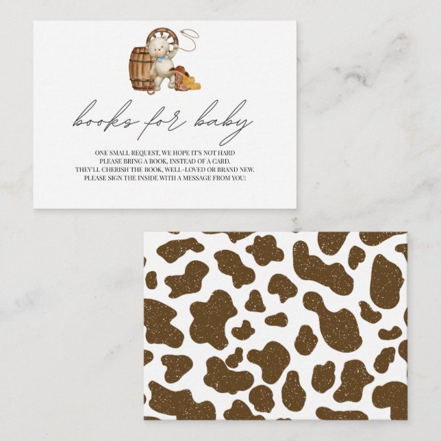 Tarjeta De Recepción Libros para bebe Rustic Cute Cowboy Wild Western (Anverso / Reverso)