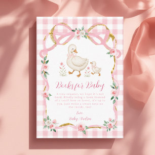 Tarjeta De Recepción Libros para bebé Silly Goose Gingham Rosa Floral