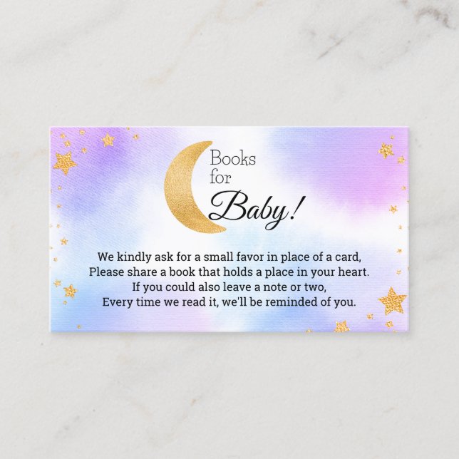 Tarjeta De Recepción Libros para bebé sobre la luna género neutro (Anverso)