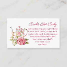 Tarjeta De Recepción libros para bebé, té fiesta niña baby shower rosa