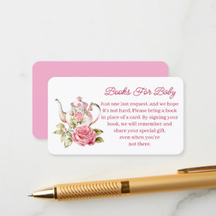 Tarjeta De Recepción libros para bebé, té fiesta niña baby shower rosa
