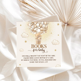 Tarjeta De Recepción Libros Para Bebé Teddy Oso Globos De Oro