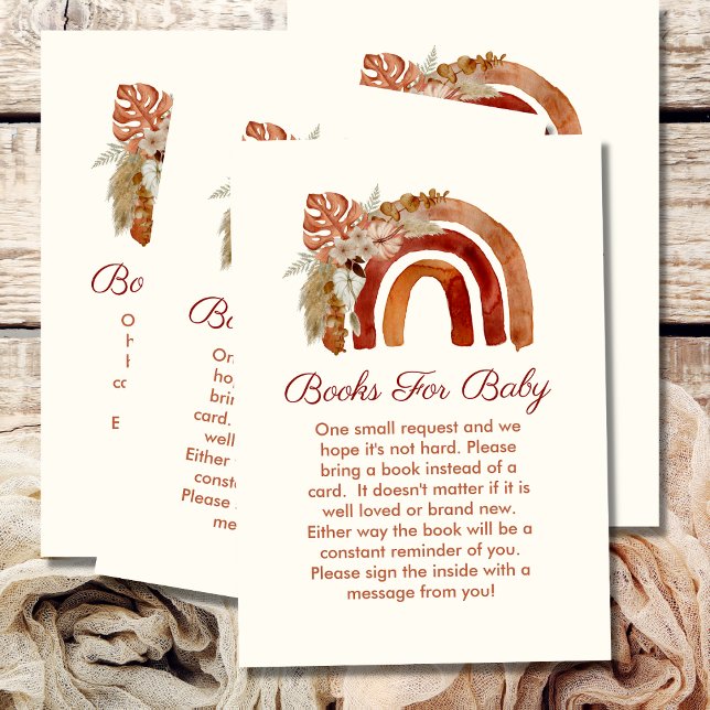 Tarjeta De Recepción Libros Para Bebé Terracota Boho Rainbow Tropical (Subido por el creador)