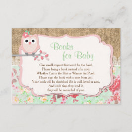 Tarjeta De Recepción Libros para bebé, trae un libro insertado, búho
